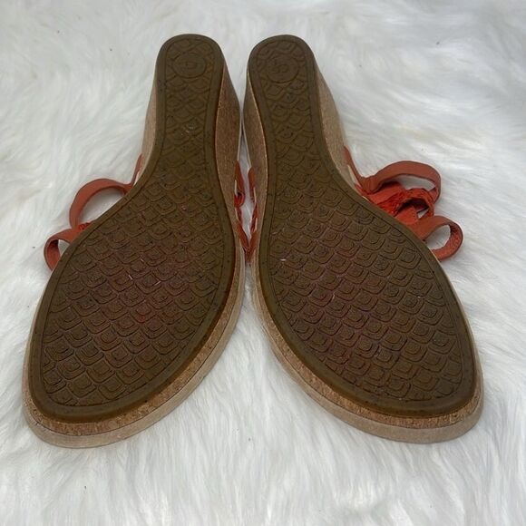 UGG Orange Leather Cork Wedge Thong Sandals Sz 9 - Picture 7 of 7